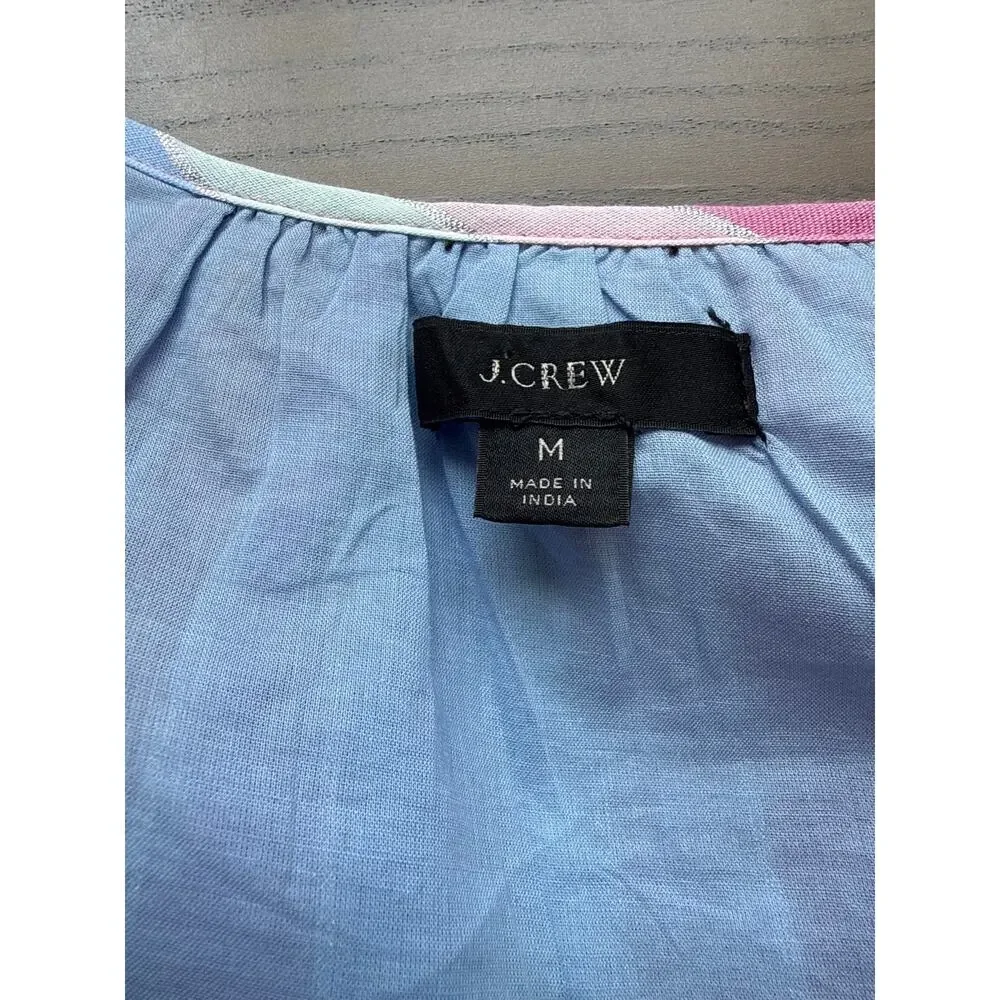 J. Crew Pastel Pink Metallic Thread Cotton Belted Button-Up Dress Size Medium